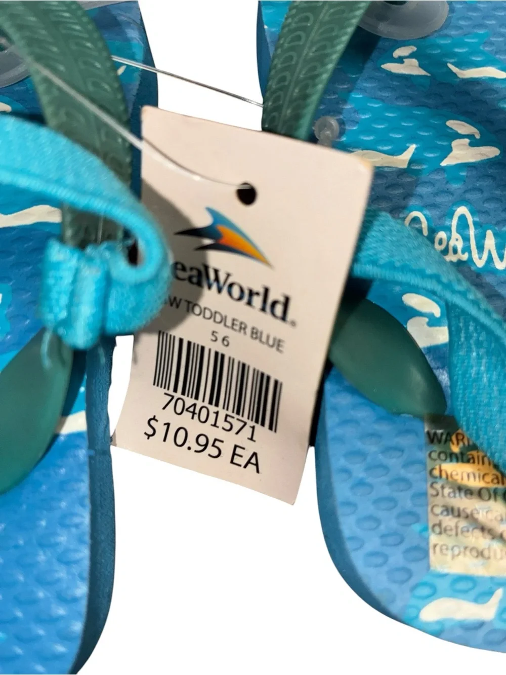 SeaWorld Kids' Blue Whale Print Flip Flop Sandals
